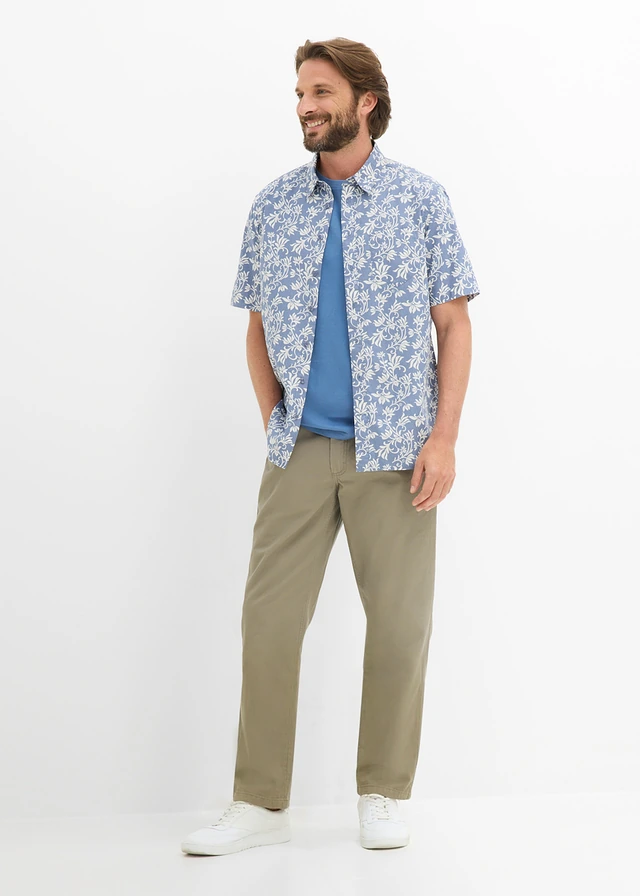 Pantaloni twill din bumbac 100%, regular fit, straight • oliv deschis • magazin bonprix
