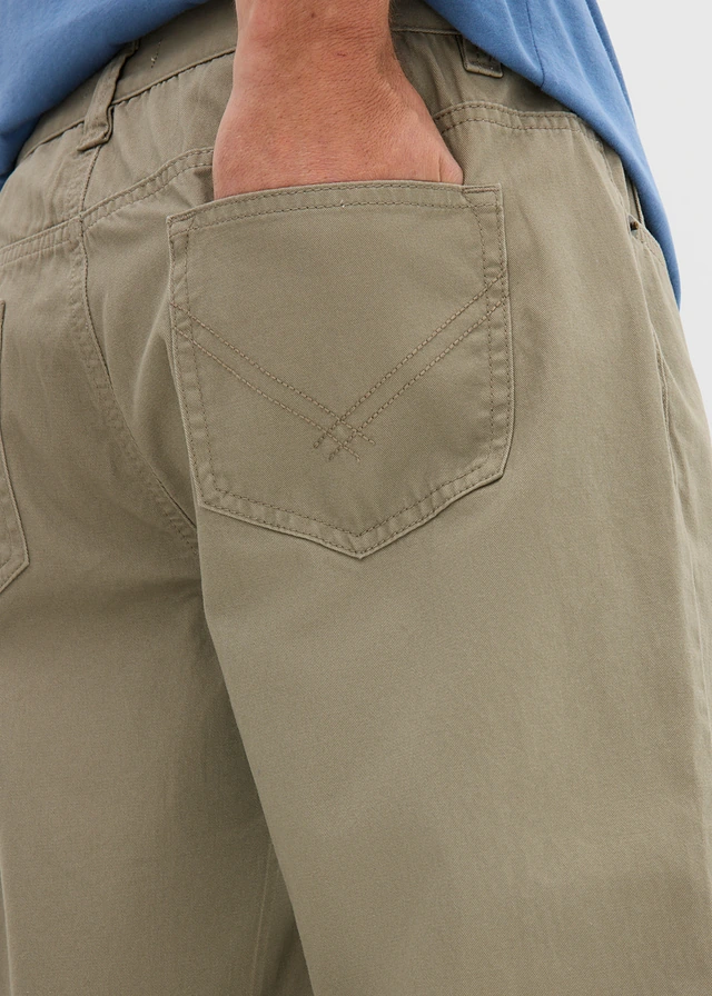 Pantaloni twill din bumbac 100%, regular fit, straight • oliv deschis • magazin bonprix