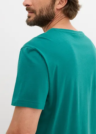 T-shirt z dekoltem w serek (3 szt.) • niebieskozielony +szarozielony+ciemnoniebieski • sklep bonprix