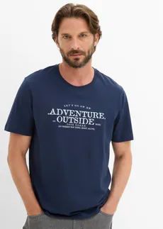 T-shirt 100% coton • bleu foncé imprimé • Boutique bonprix