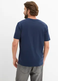 T-shirt 100% coton, Couleur: bleu foncé imprimé
