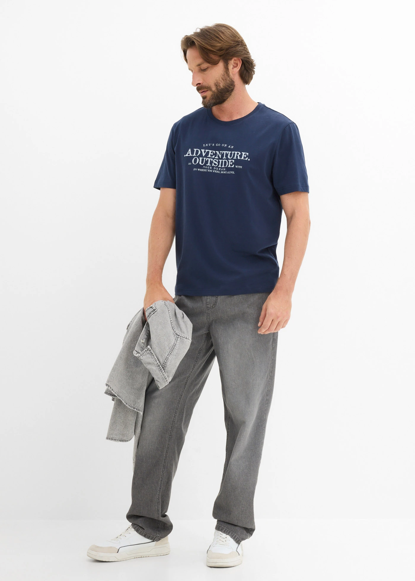 Tričko z čisté bavlny • tmavě modrá s potiskem • bonprix obchod