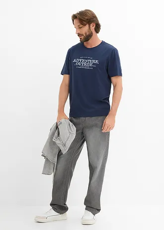 Tričko z čisté bavlny • tmavě modrá s potiskem • bonprix obchod