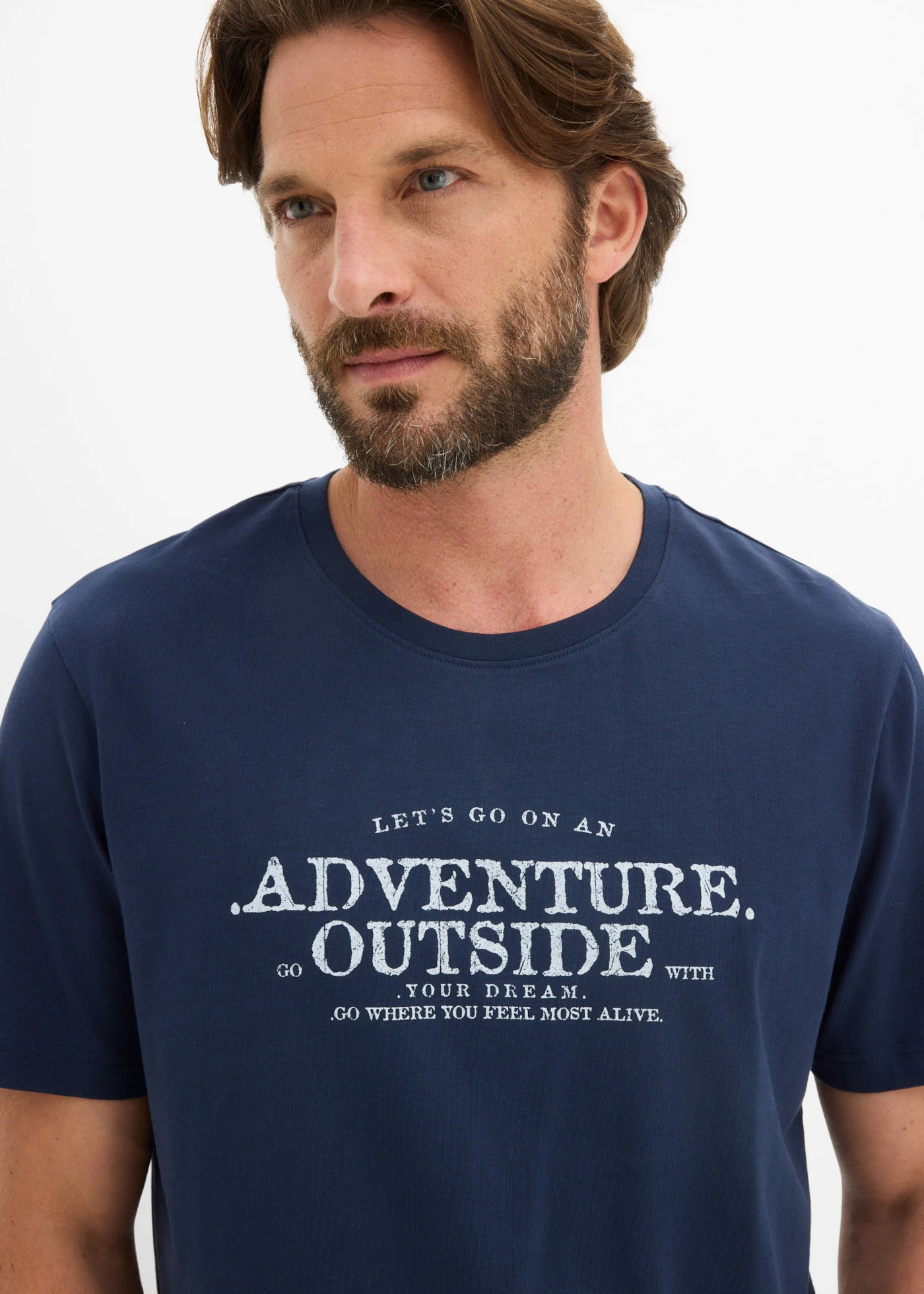 T-shirt 100% coton • bleu foncé imprimé • Boutique bonprix