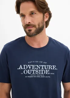 T-shirt van puur katoen • donkerblauw met print • bonprix online shop