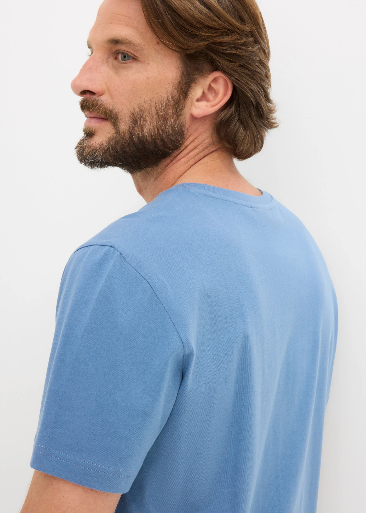 Tricou din bumbac 100% • albastru jeans cu imprimeu • magazin bonprix