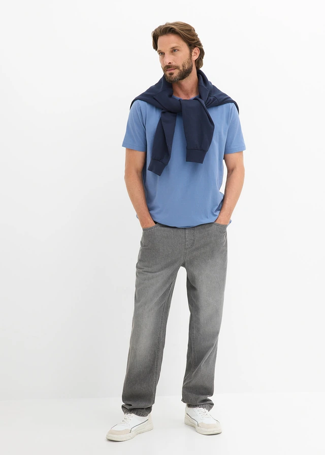 Lot de 2 T-shirts, Couleur: bleu foncé+bleu jean