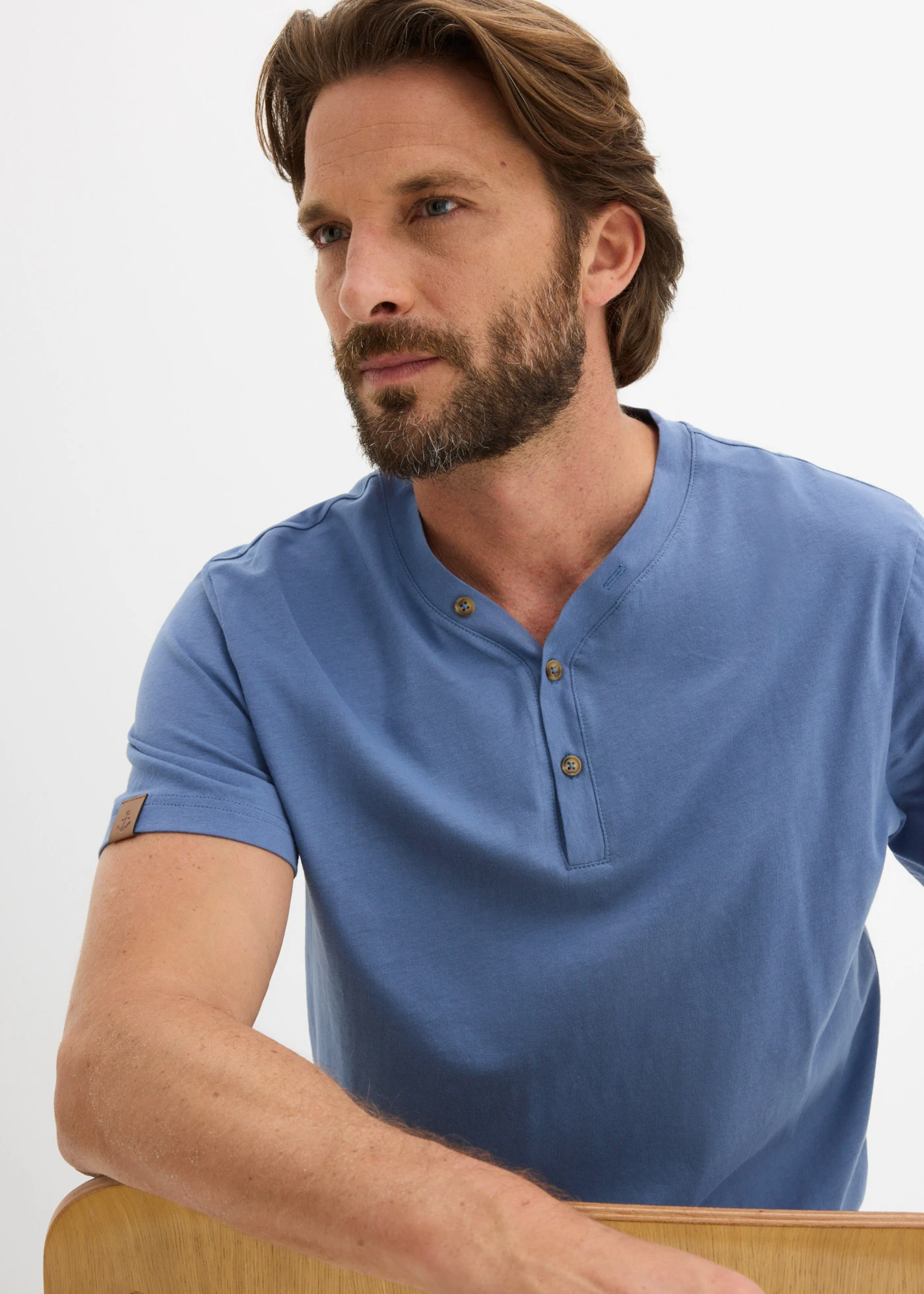 Henley shirt van puur biologisch katoen (set van 2) • jeansblauw+donkerblauw • bonprix online shop