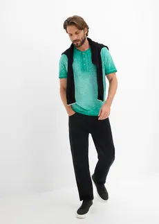 T-shirt col tunisien 100% coton, aspect délavé • vert pacifique used • Boutique bonprix