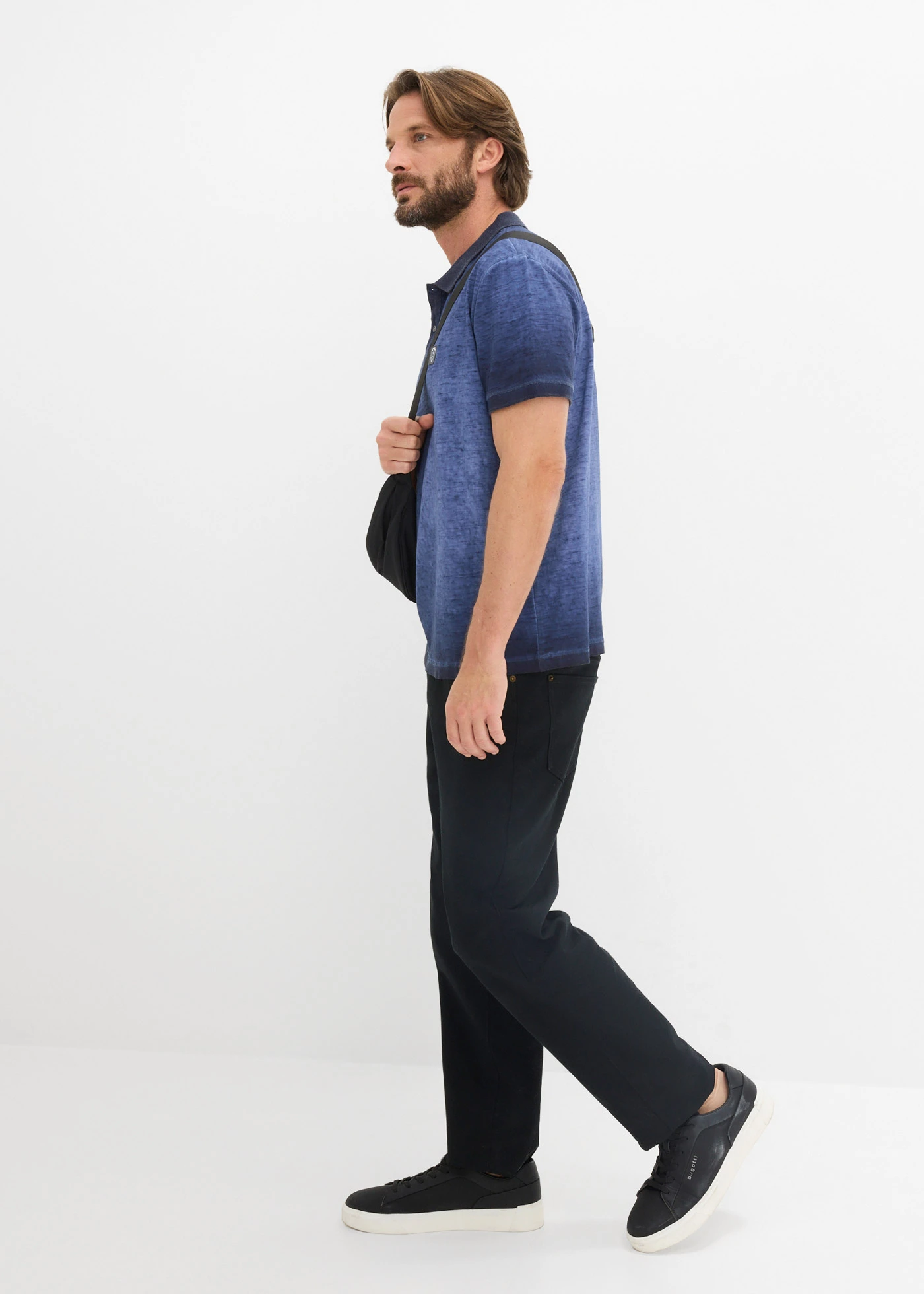 Bluză polo cu aspect prespălat • indigo uzat • magazin bonprix