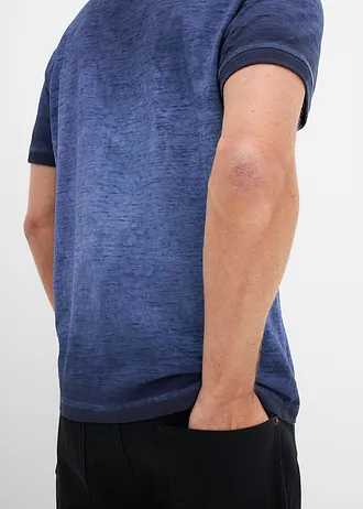 Bluză polo cu aspect prespălat • indigo uzat • magazin bonprix