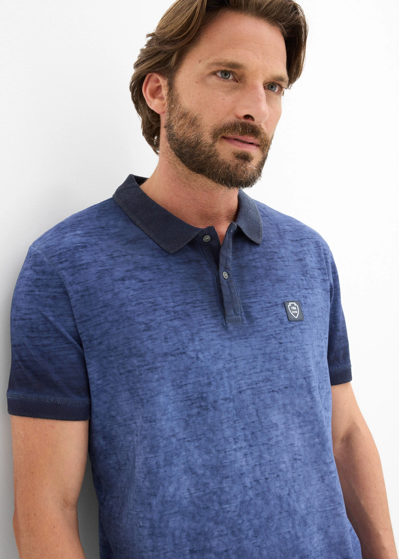 Bluză polo cu aspect prespălat • indigo uzat • magazin bonprix