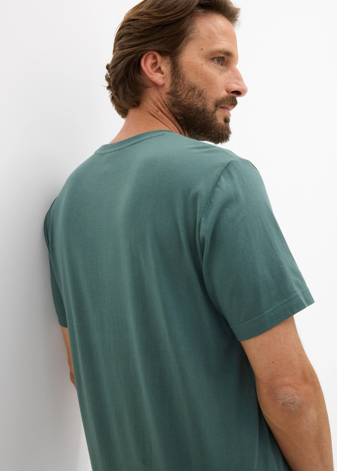 Lot de 2 T-shirts 100% coton • bleu foncé+gris vert imprimé • Boutique bonprix