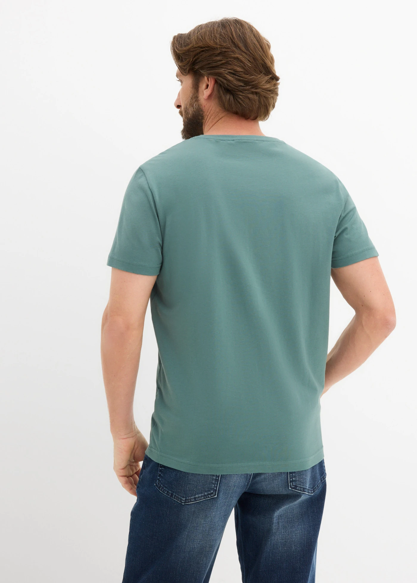 T-shirt (3 szt.) • czarny+niebieski dymny+szarozielony z nadrukiem • sklep bonprix