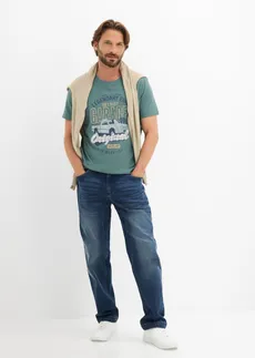 T-shirt (3 szt.) • czarny+niebieski dymny+szarozielony z nadrukiem • sklep bonprix