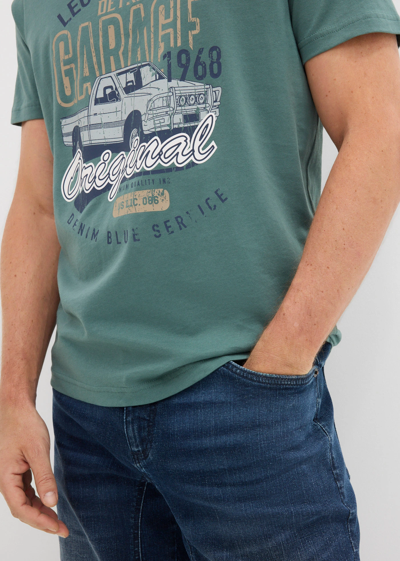 Tričko (3 ks v balení) • černá + kouřově modrá + šedozelená s potiskem • bonprix obchod