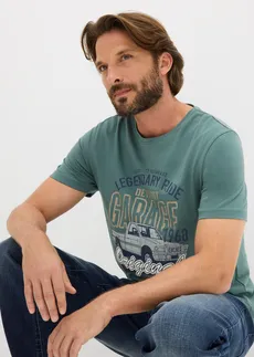 T-shirt (3 szt.) • czarny+niebieski dymny+szarozielony z nadrukiem • sklep bonprix