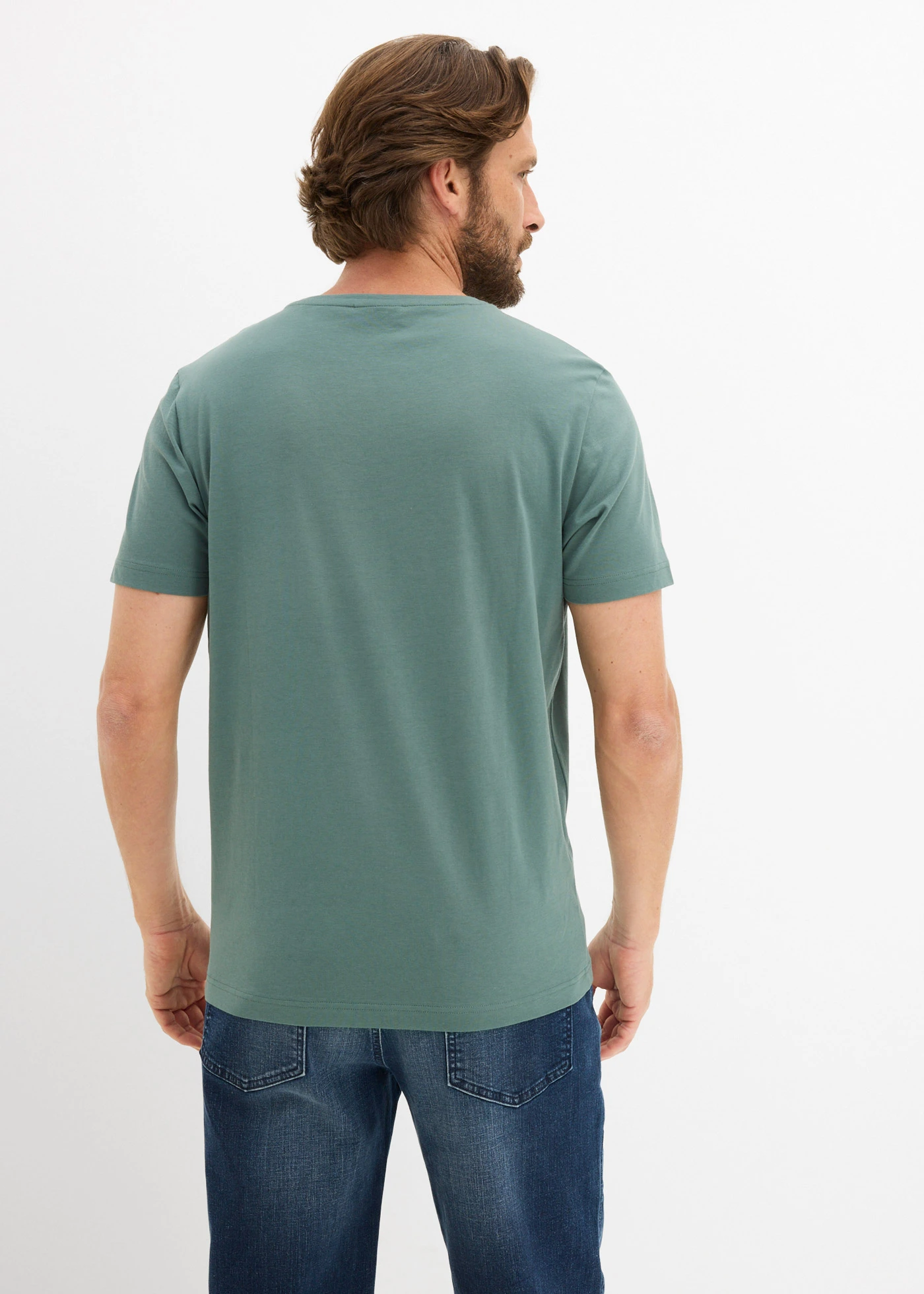 T-shirt van puur katoen • grijsgroen met print • bonprix online shop