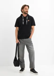 Sweat à capuche, manches courtes • noir • Boutique bonprix