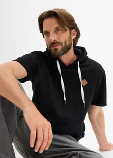Sweat à capuche, manches courtes • noir • Boutique bonprix