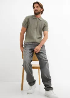 Bluză polo cu fermoar din bumbac 100% • oliv fumuriu • magazin bonprix