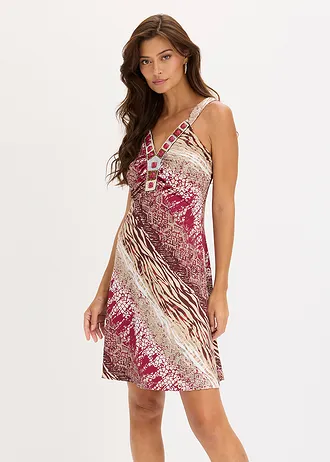 Jersey jurk in A-lijn • bessenrood • bonprix online shop