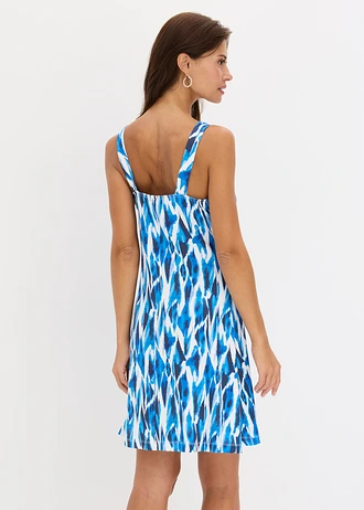 Robe trapèze en jersey, Couleur: bleu azur imprimé