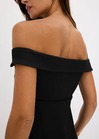 Cold shoulder shirt van gestructureerde stof • zwart • bonprix online shop