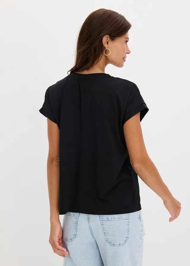 Shirt met pailletten, Kleur: zwart