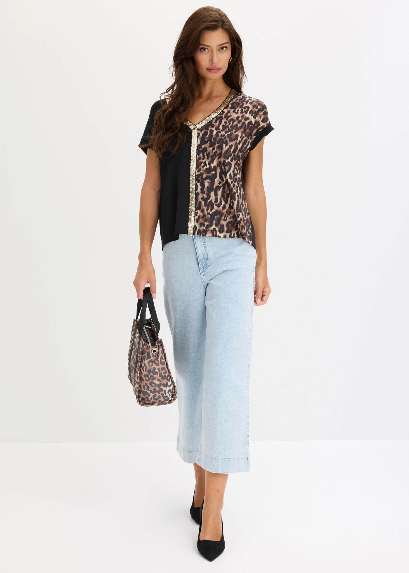 Shirt met pailletten • zwart • bonprix online shop