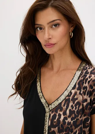 Shirt met pailletten • zwart • bonprix online shop