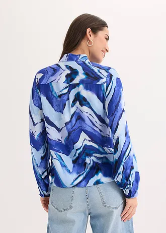 Chemisier imprimé, Couleur: bleu clair/bleu brillant/noir imprimé