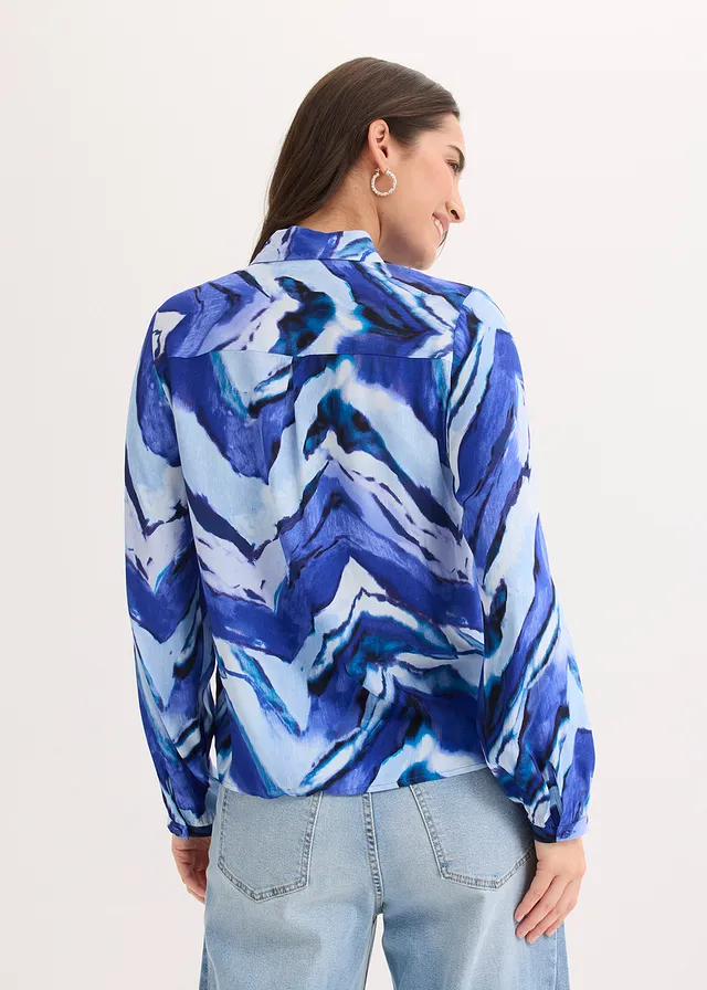 Gedessineerde blouse • lichtblauw/edelsteenblauw/zwart gedessineerd • product-page.page-title-suffix