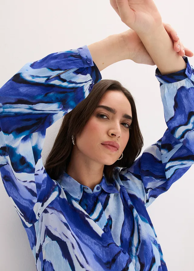 Gedessineerde blouse • lichtblauw/edelsteenblauw/zwart gedessineerd • product-page.page-title-suffix
