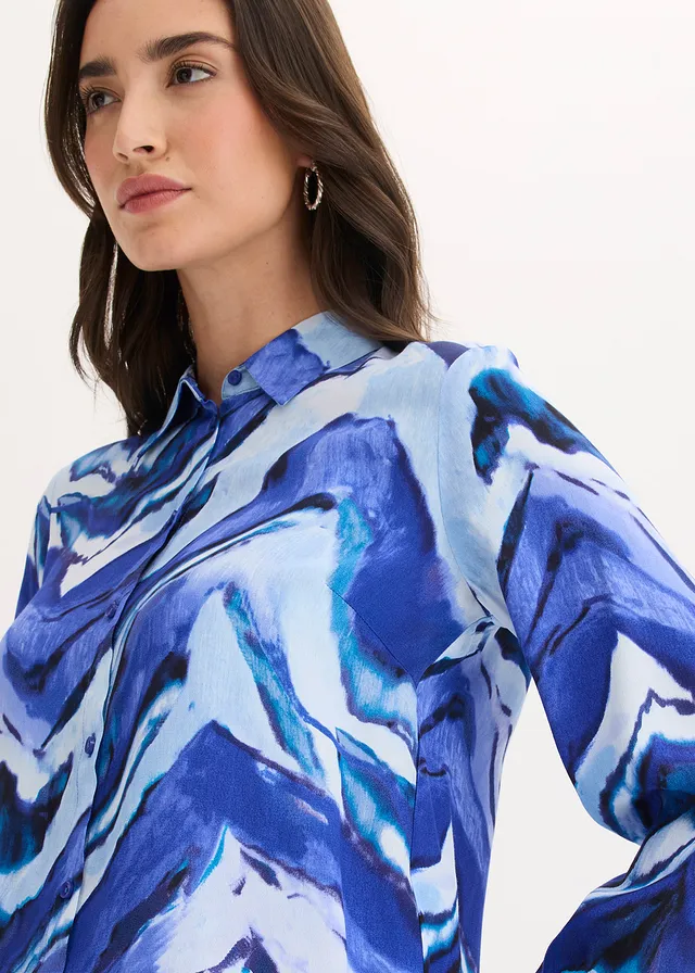 Gedessineerde blouse • lichtblauw/edelsteenblauw/zwart gedessineerd • product-page.page-title-suffix