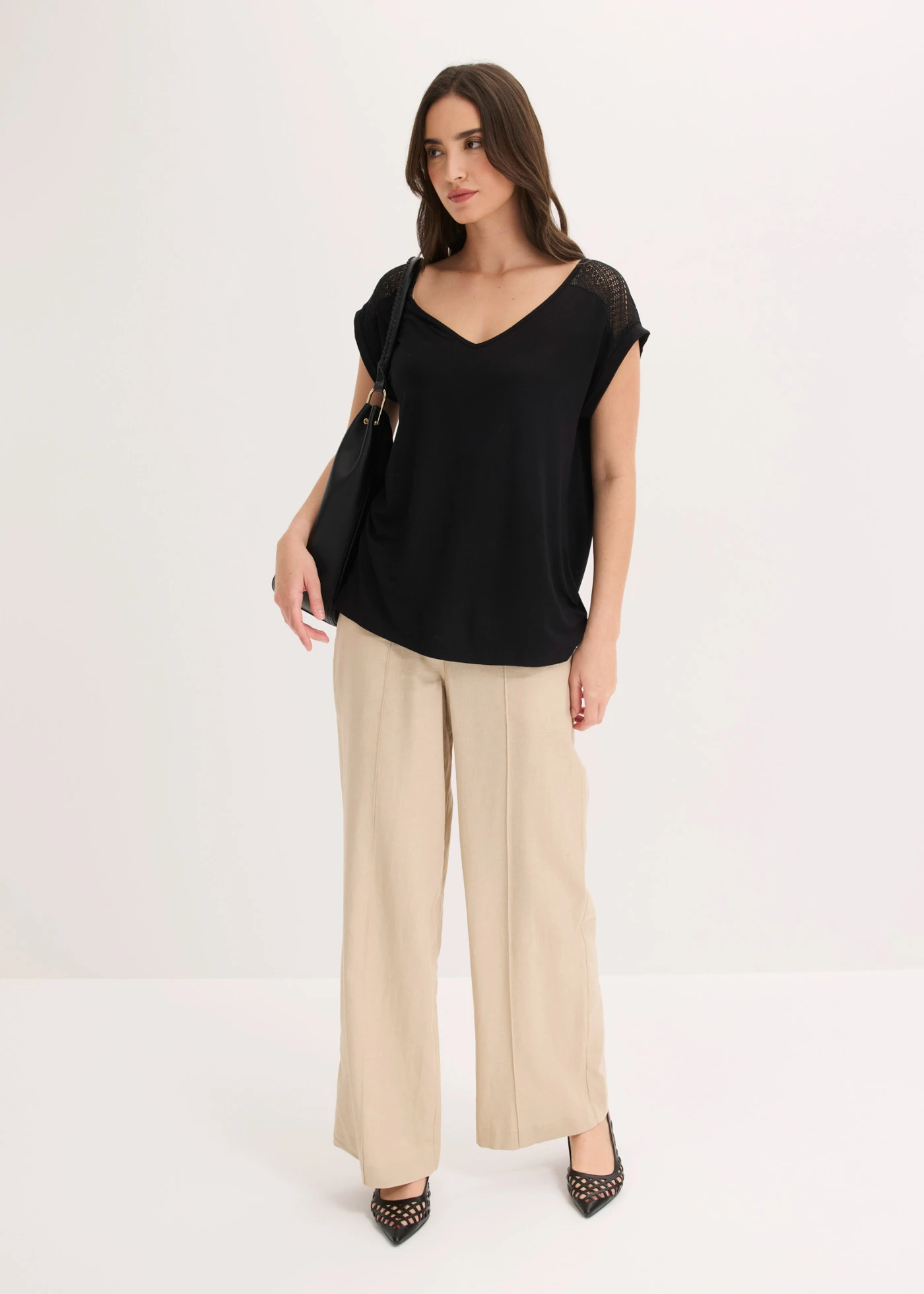 T-shirt doux en viscose extensible • noir • Boutique bonprix