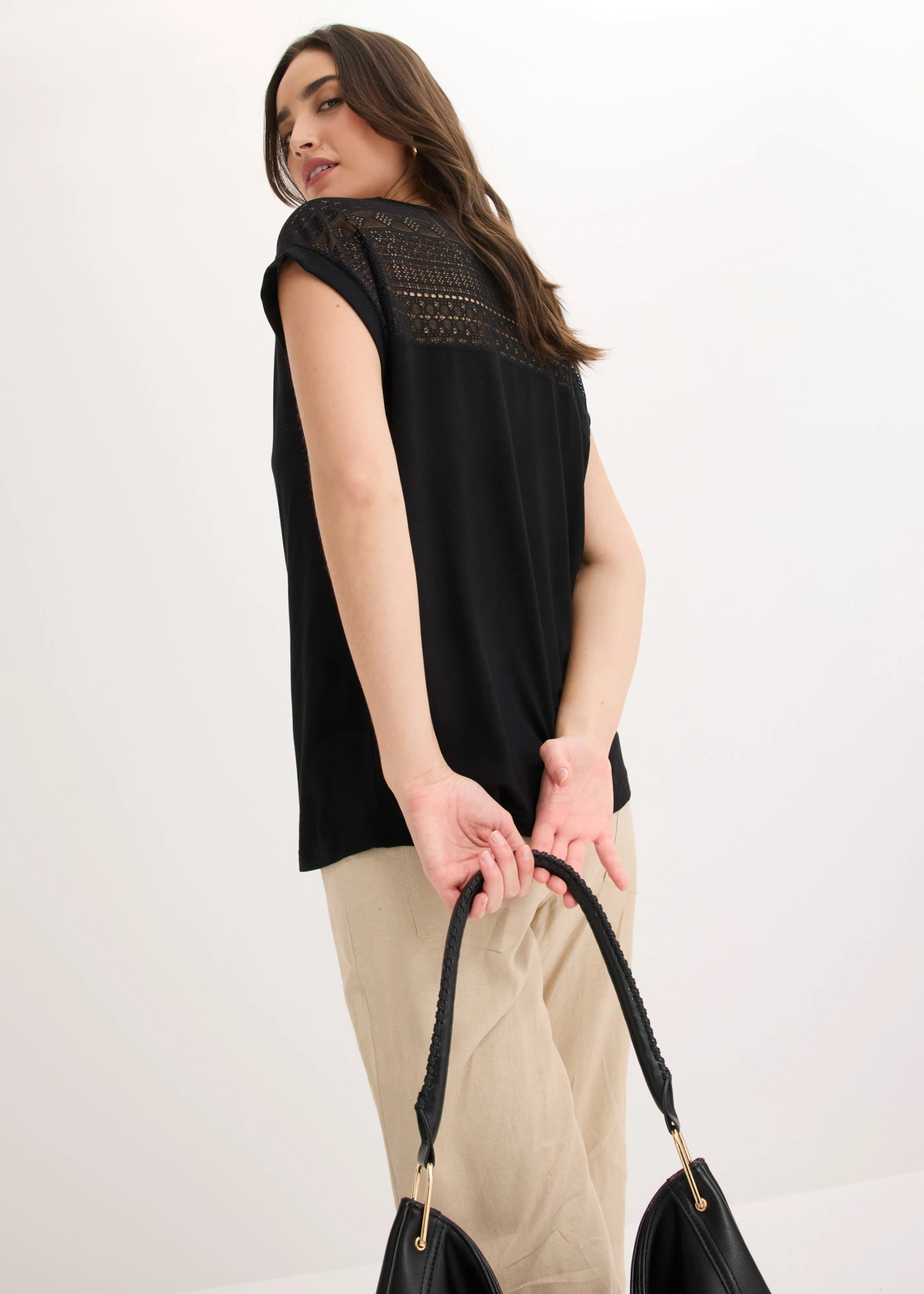 T-shirt doux en viscose extensible • noir • Boutique bonprix