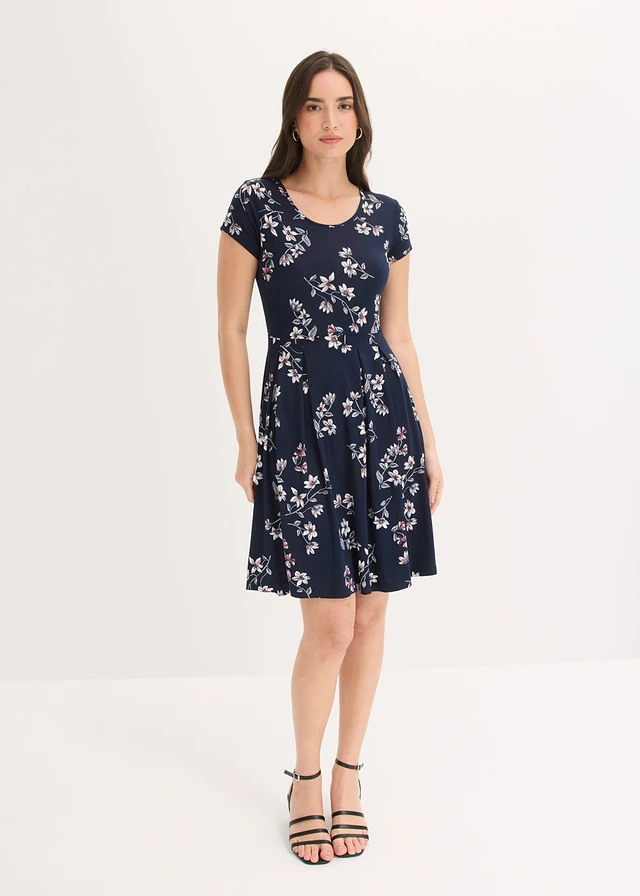 Robe en jersey viscose • bleu foncé floral • product-page.page-title-suffix