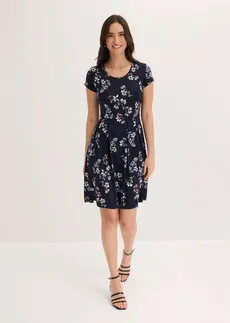 Rochie din jerse din amestec cu viscoză, culoare: bleumarin înflorat