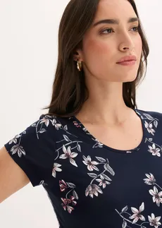 Robe en jersey viscose • bleu foncé floral • Boutique bonprix
