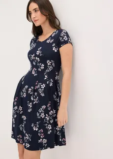 Jersey jurk in een viscosemix • donkerblauw gebloemd • bonprix online shop