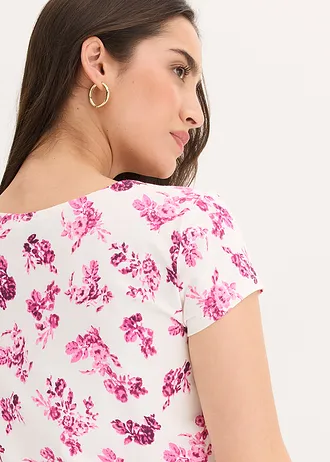Shirt van elastisch katoen • roze-wolwit gebloemd • bonprix online shop