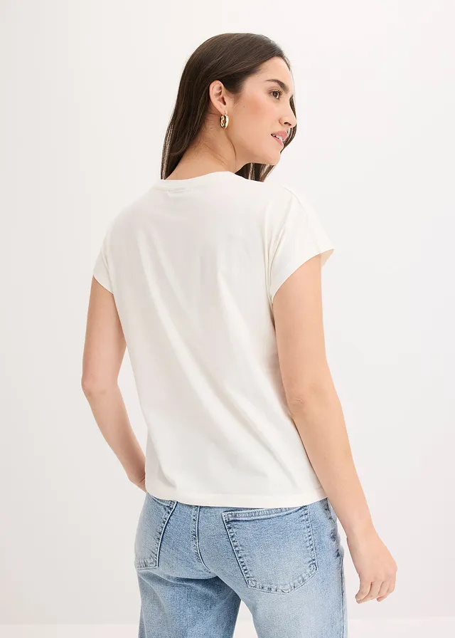 T-shirt en coton extensible • écru floral • product-page.page-title-suffix
