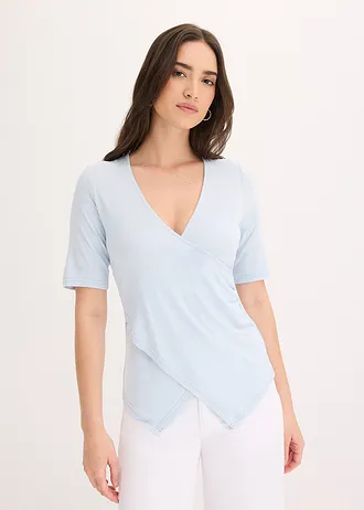 Shirt in een zachte viscosemix, Kleur: poederblauw
