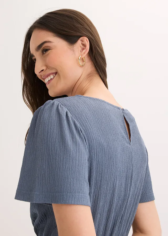 Uitlopende jersey jurk • rookblauw • product-page.page-title-suffix