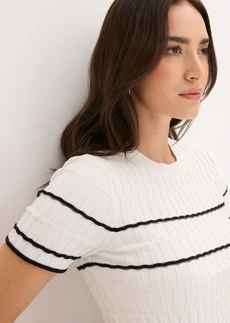 Pull à manches courtes • écru/noir rayé • Boutique bonprix
