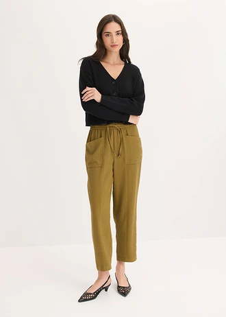 Pantalon large en matière texturée • vert nature • Boutique bonprix