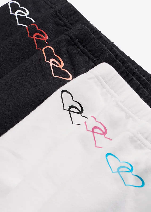 Lot de 6 slips coton doux avec imprimé cœurs • blanc/noir • product-page.page-title-suffix