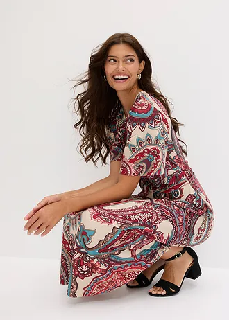 Robe midi, style portefeuille • sable clair paisley • Boutique bonprix