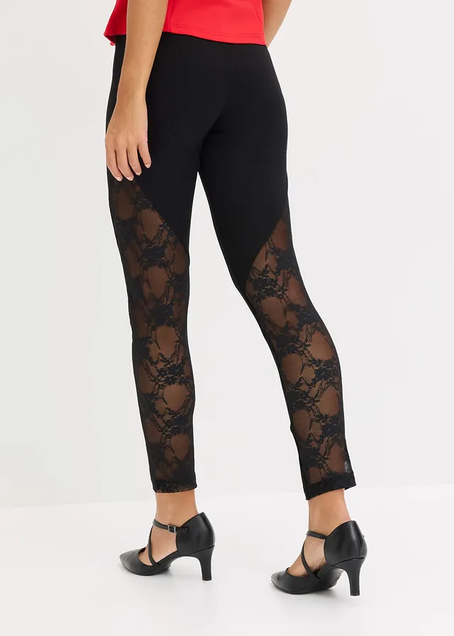 Legging csipkével • fekete • bonprix áruház